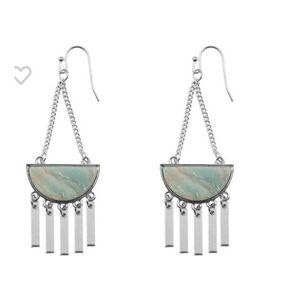 NWT~Kinsley Armelle Silver Solar Amazonite Dangle Earrings~Retired Design~$50 RV